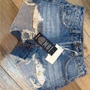 Katie J NYC Light Blue Distressed Jean Shorts